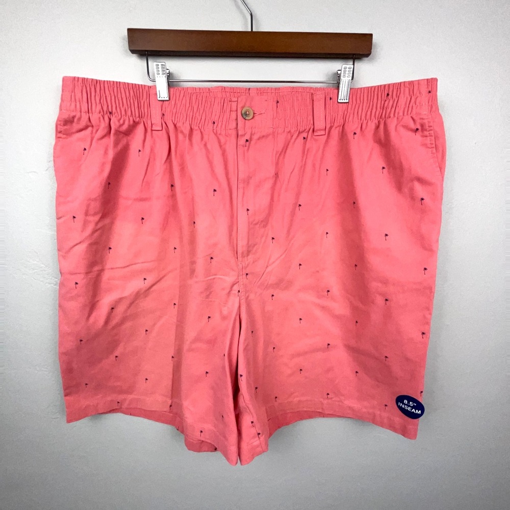 Fit by DXL Shorts Men 2XL Waist 8.5 Insean Salmon Pink Palm Trees 100% Cotton